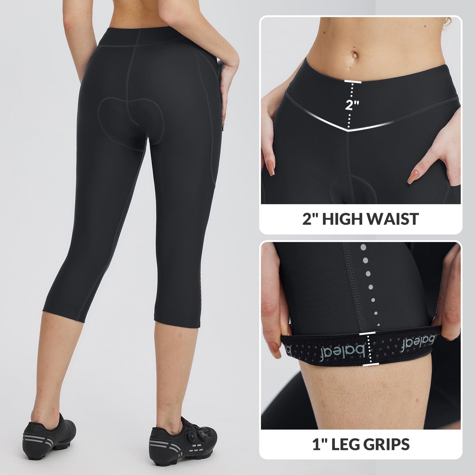 baleaf Pantalon De Cyclisme 4D Rembourré pour Femme - Taille Haute - Collants De Cyclisme avec Poches
