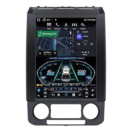 YULU E10 Plus Car Radio Stereo for Ford F150 2015 to 2020 and F250/F350/F450 2017 to 2021 Android 10.0 T-Style Head Unit 12.1 Inch IPS Navigation Build in Wireless Carplay BT Support DSP Sirius