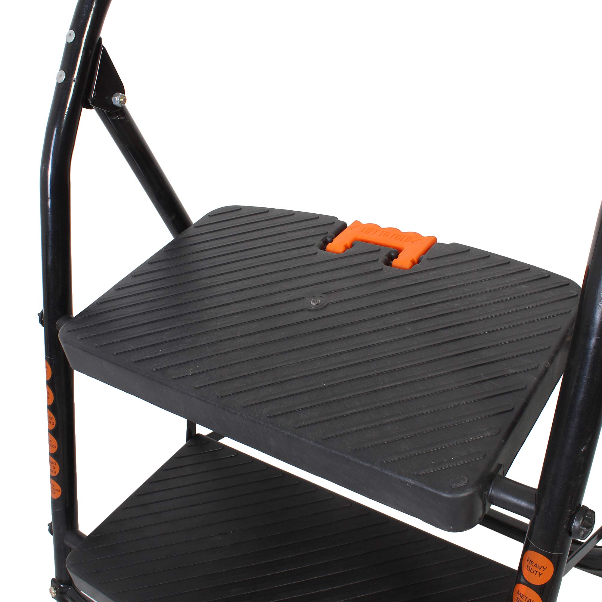 GRAZIA 5 Step Folding Ladder with Wide Steps | Anti-Skid Bottom with Anti-Slip Steps | Safety Clutch Lock | Knee Guard | for Home, Offices, Shops, Kitchen and School Multipurpose Ladder (Black) 2