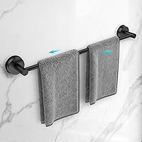 WingWider Adjustable Suction Cup Towel Bar 14.6-24 Inch Stainless Steel Bathroom Towel Rack No Drill Matte Black