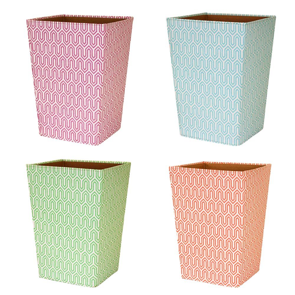 Karenza & Co Pastel Graphic Geometric Waste Paper Bin (Turquoise) | Eco-friendly recycled material | Non-plastic
