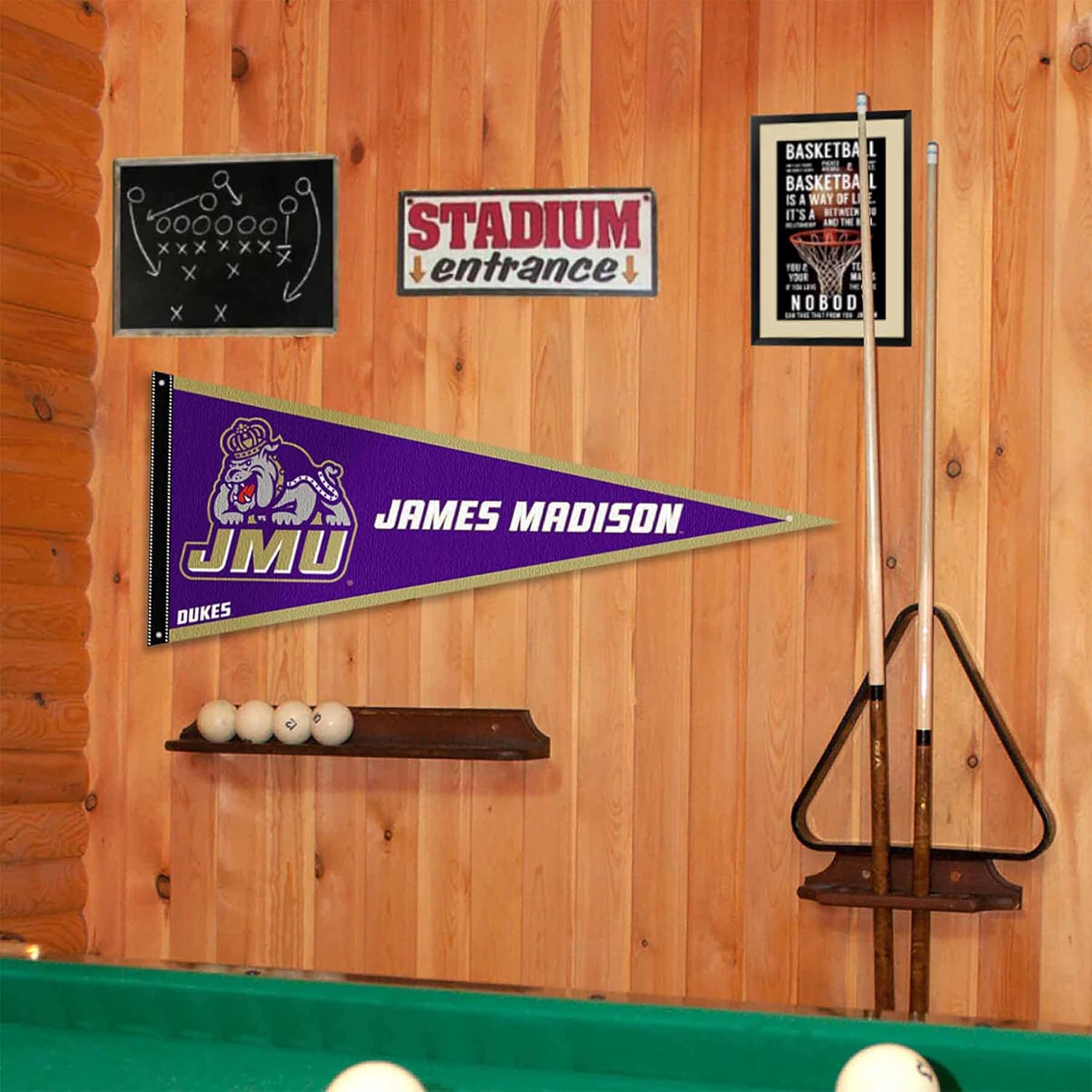 College Flags & Banners Co. James Madison Dukes Pennant Flag and Wall Tack Mount Pads - Image 4