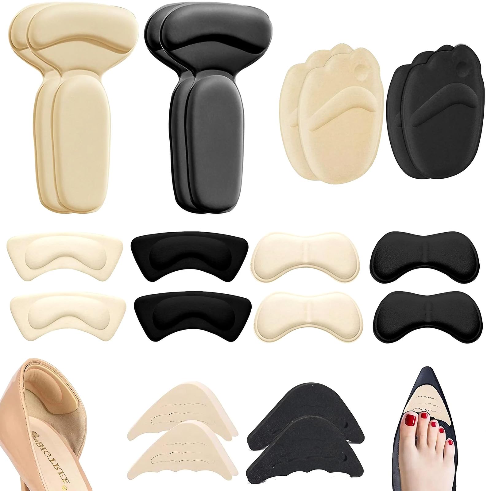 Almohadillas para el Talón,10 Pares Taloneras para Zapatos,Protector Talon Zapato Plantillas Talon para Tacones Almohadillas de Talón Autoadhesivas,Antideslizante Plantillas para Hombres y Mujeres