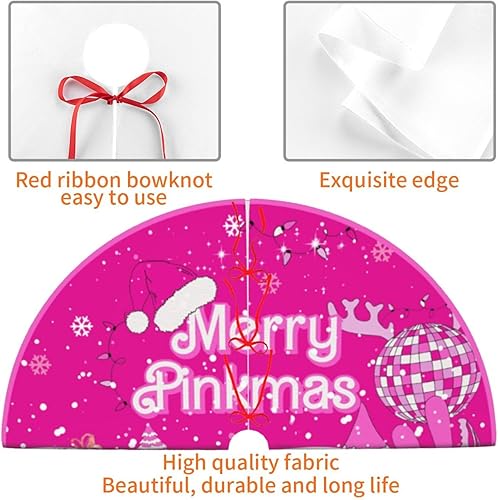 Miniatura 4 de Falda de árbol de Navidad de 36 pulgadas, decoración de Navidad rosa para decoración de fiesta de festival de Navidad
