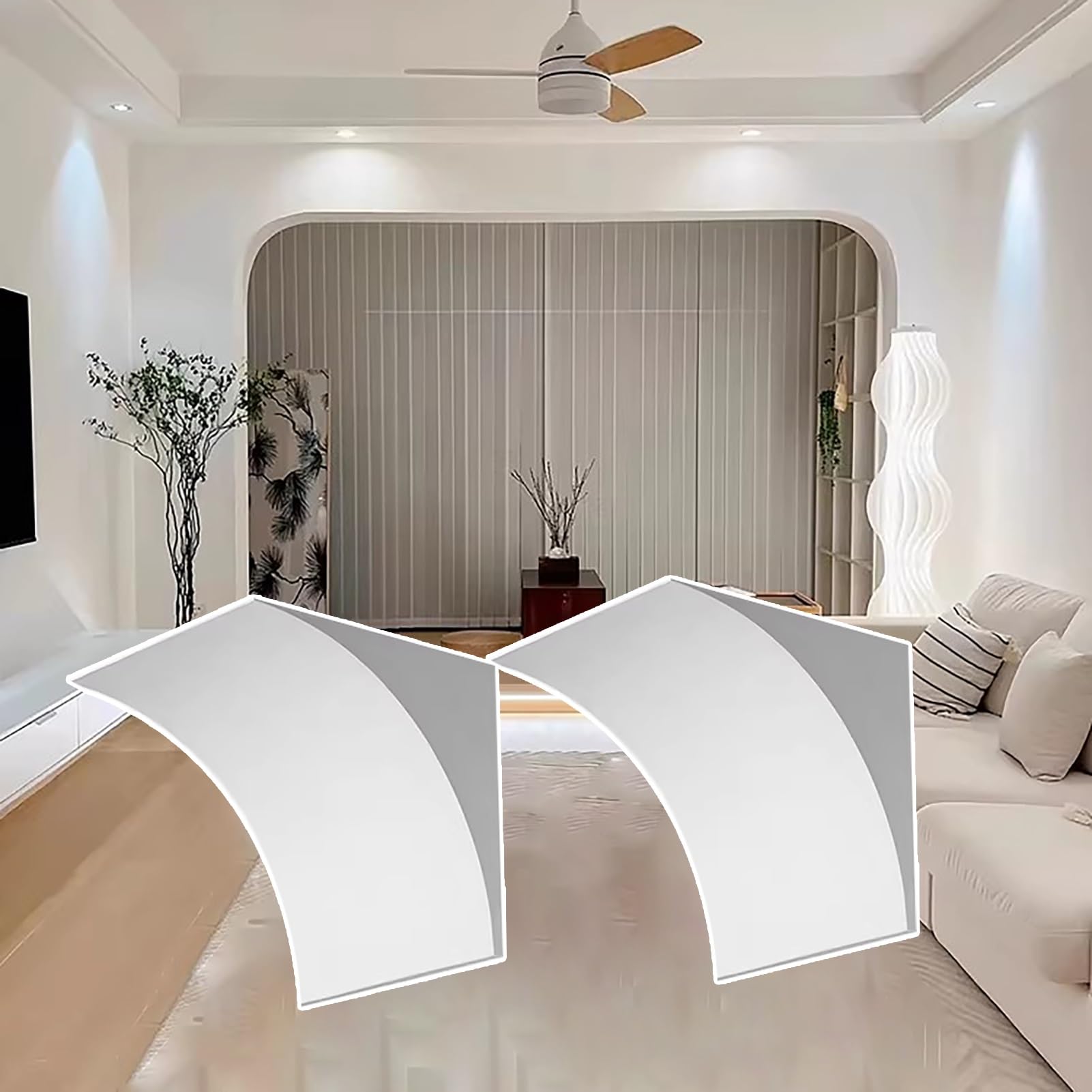 Arco de puerta redondeado para sala de estar y pasillos de diseño abierto