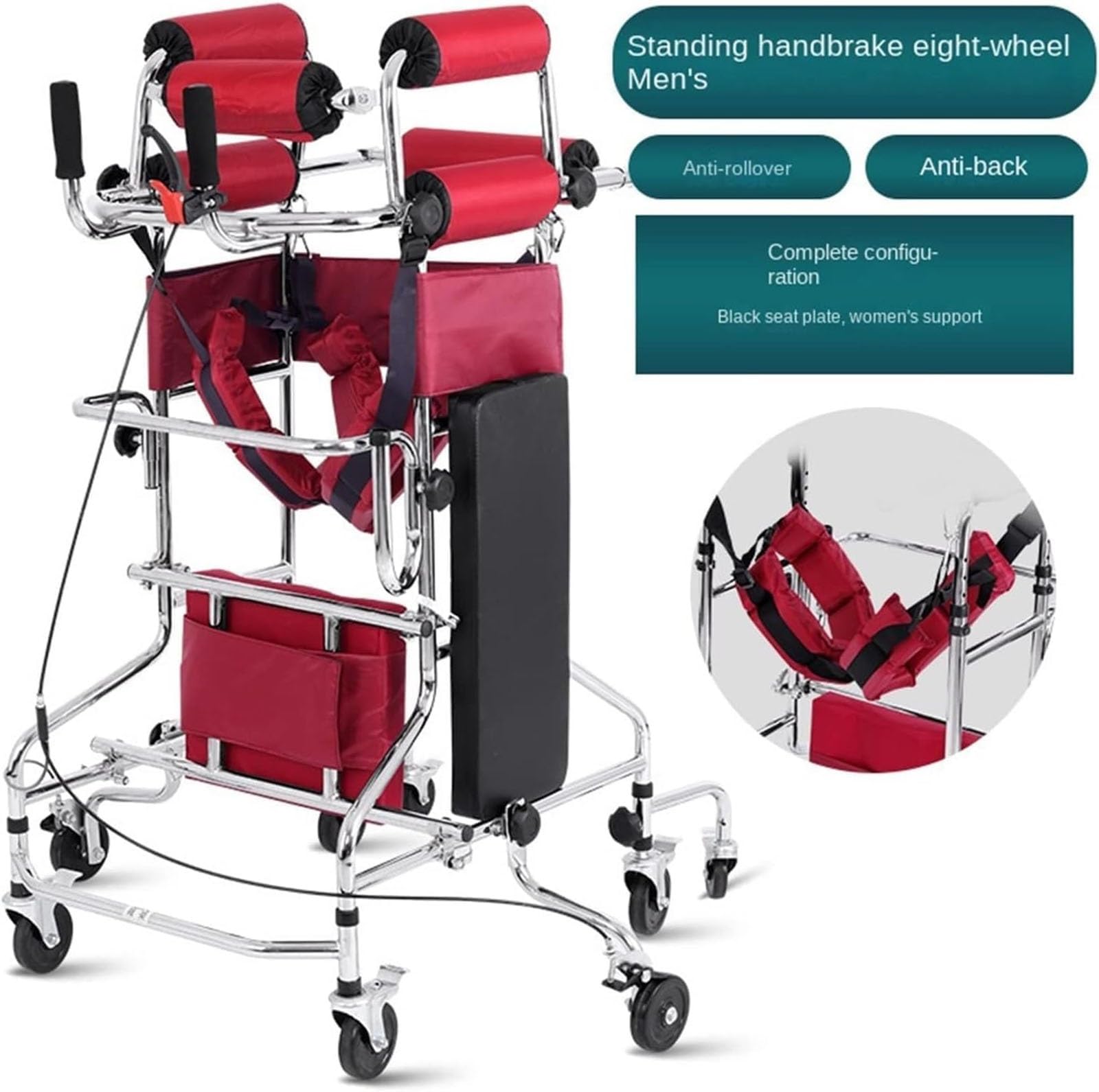 Deambulatore Per Adulti Con Sedile, 8 Ruote, Dispositivo Di Riabilitazione A Piedi Walker Anti-backward Rollover Shelf Tool Anziani Stroke Hemiplegia Walker
