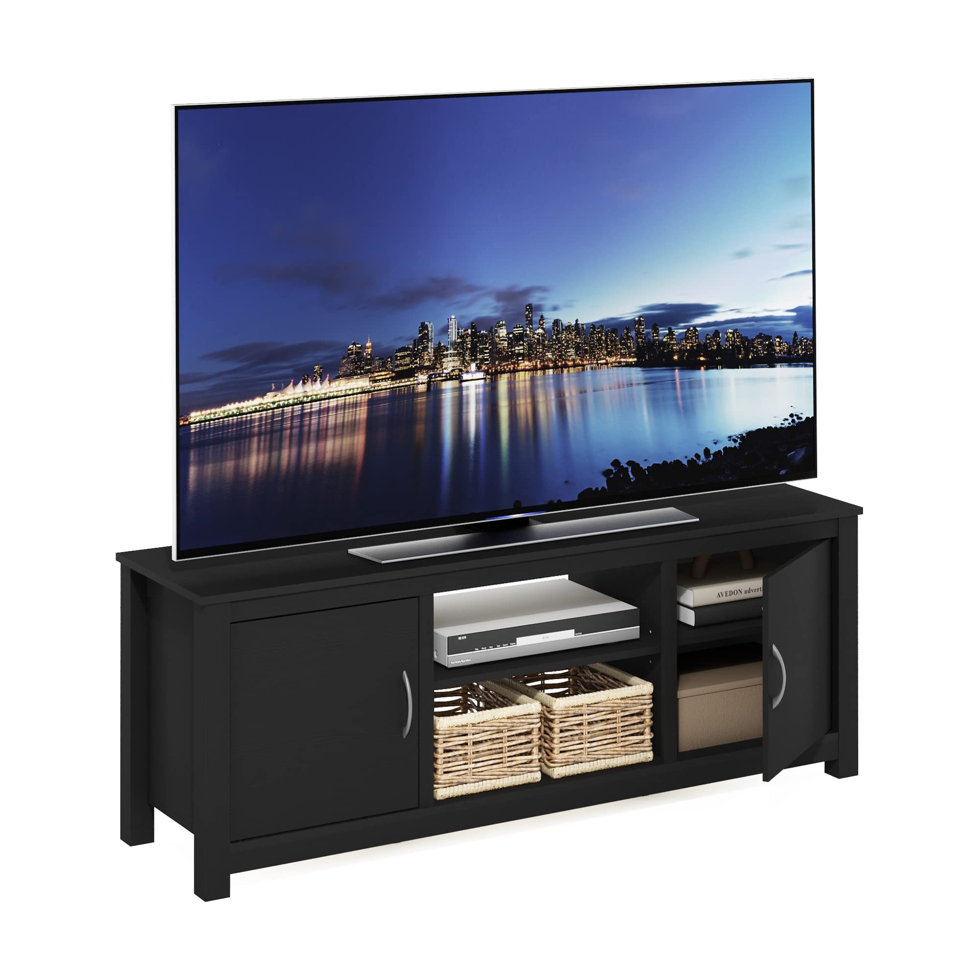 Furinno Classic Stand with Storage for TV up to 65 Inch, Americano