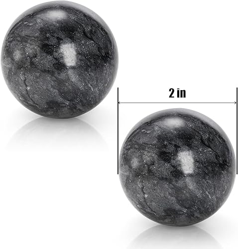 Miniatura 2 de Juego de 4 bolas Baoding de piedra de mármol, bolas de meditación de 2 pulgadas con caja, pelota de masaje de ejercicio chino para manos, alivio del