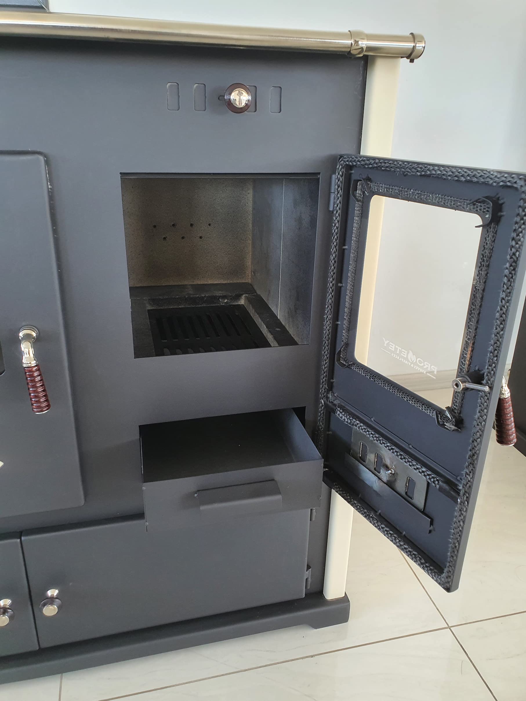 Stufa A Legna PROMETEY Con Forno E Vetro - 7 KW, Piastra In Ghisa, Modello NAR - Foto 9