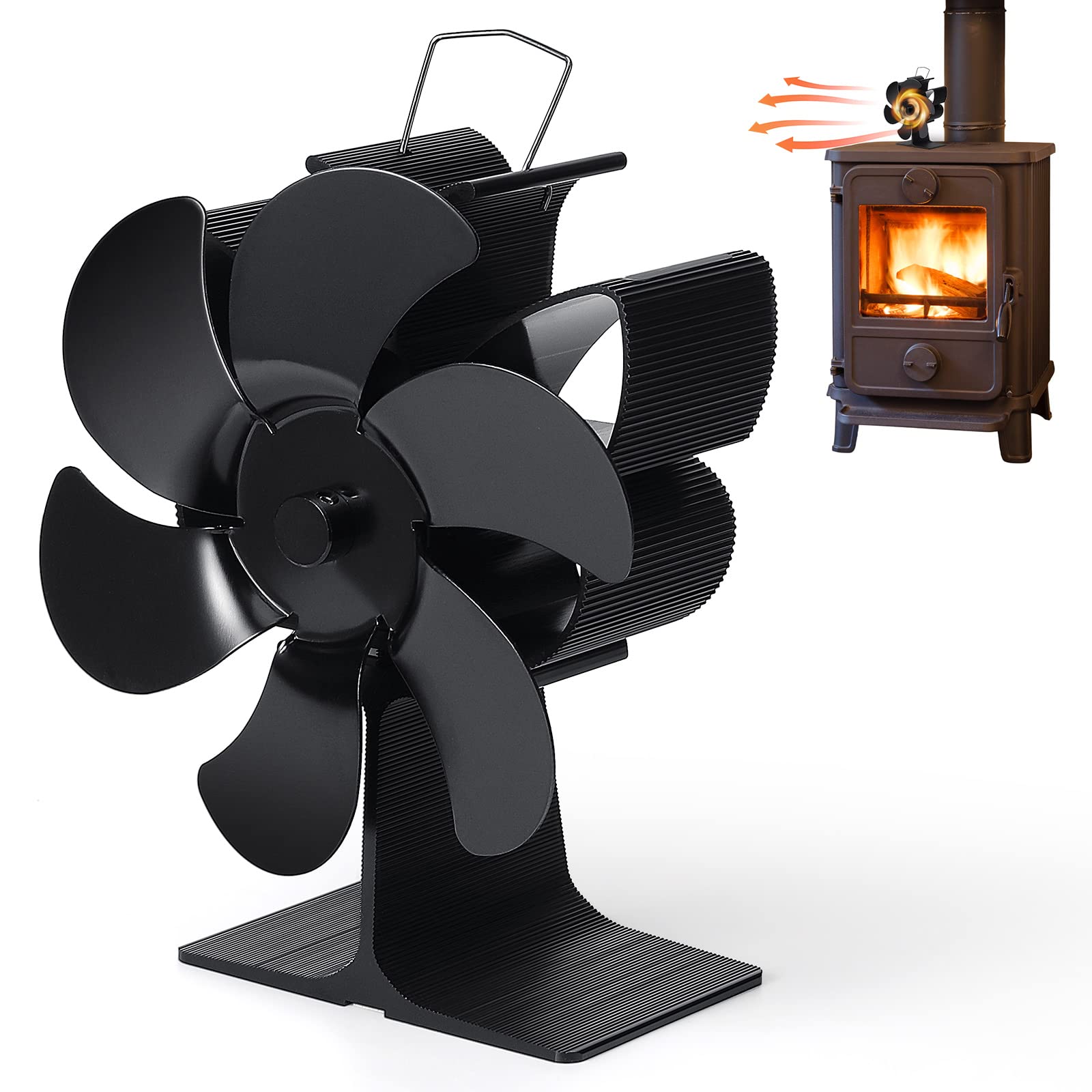 Buy Thermal Fan, 6 Blade Wood Stove Fan Log Burner Fan Silent Cycle