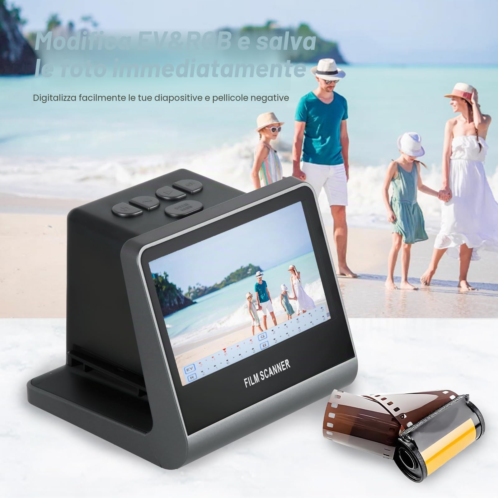22MP Film e Slide Scanner con 5 "Schermo LCD, Convertire Colore & B & W Negativi & Diapositive 35mm, 126, 110 Film ad alta risoluzione JPEG Digital Foto