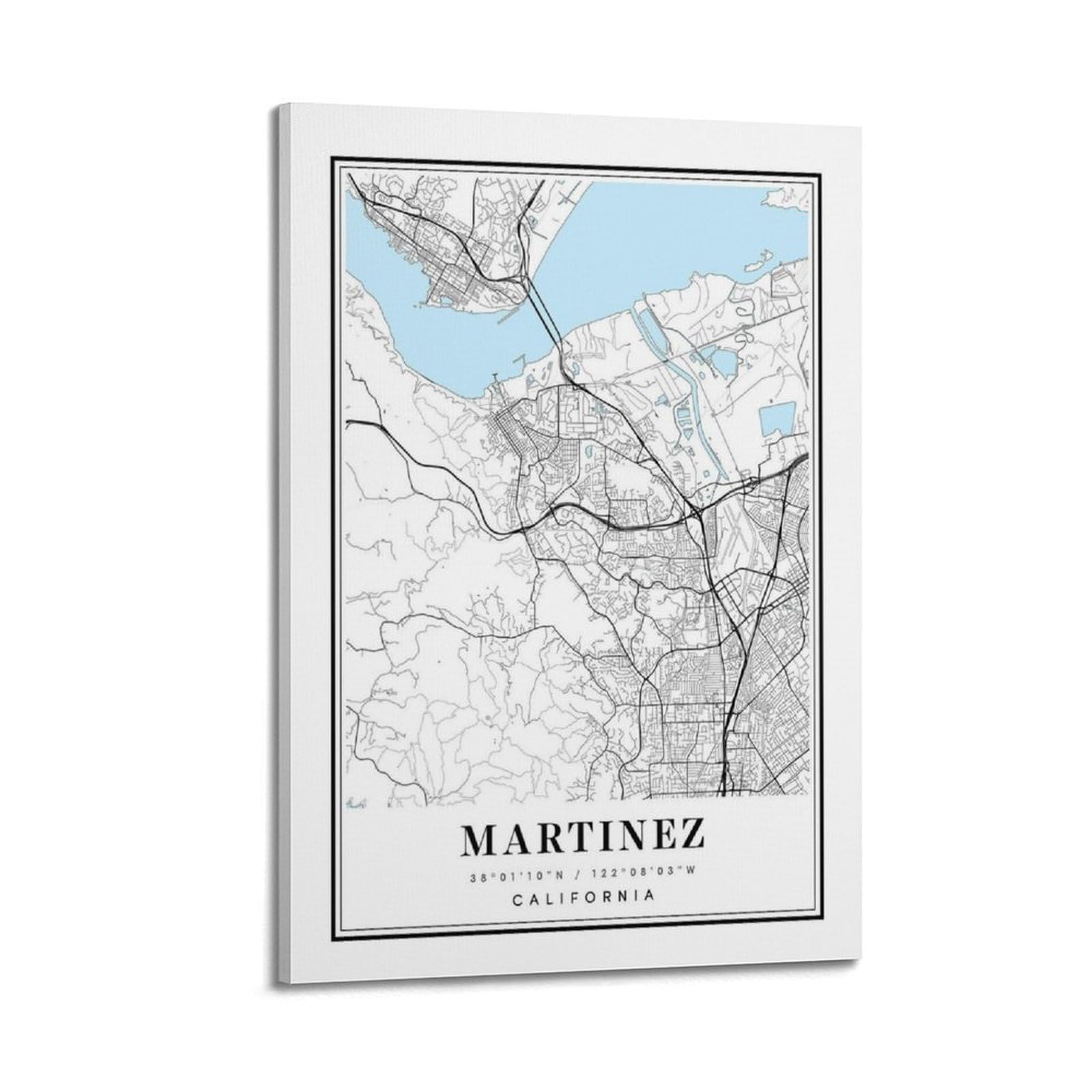 xiaoxiaoshen Martinez California Map Canvas Poster Wall Art Prints Room Aesthetic Murals Bedroom And Living Decorations 20x30inch(50x75cm)