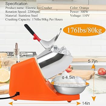 電気砕氷機 業務用 電動かき氷機 電動アイスクラッシャー カバーとボウル付 Amazon | 電気砕氷機 300W 電動かき氷り機 デュアルブレード付き