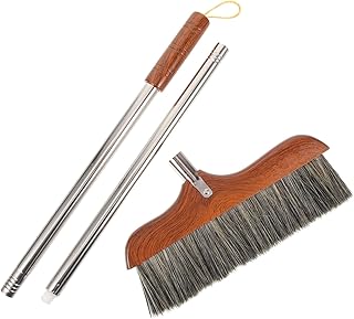 FUNOMOCYA Mahogany Horse Tail Broom Outdoor Broom Soft Bristle Broom Heavy Duty Broom Floor Scraper Long Handle Heavy Duty Home Cleaning Broom Reusable Broom Stainless Steel Mahogany Office