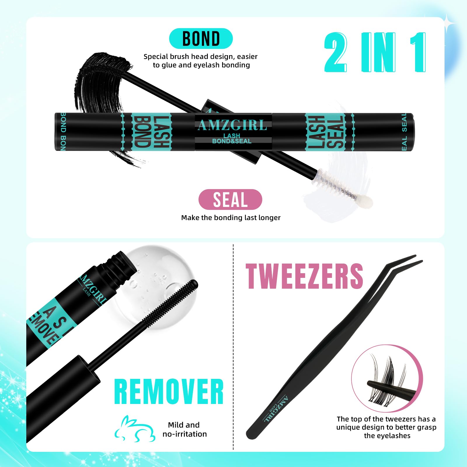 Manga Lashes Extension Set 144 pezzi, con rilegatura e sigillo, applicatori (8-16 mm, nero)