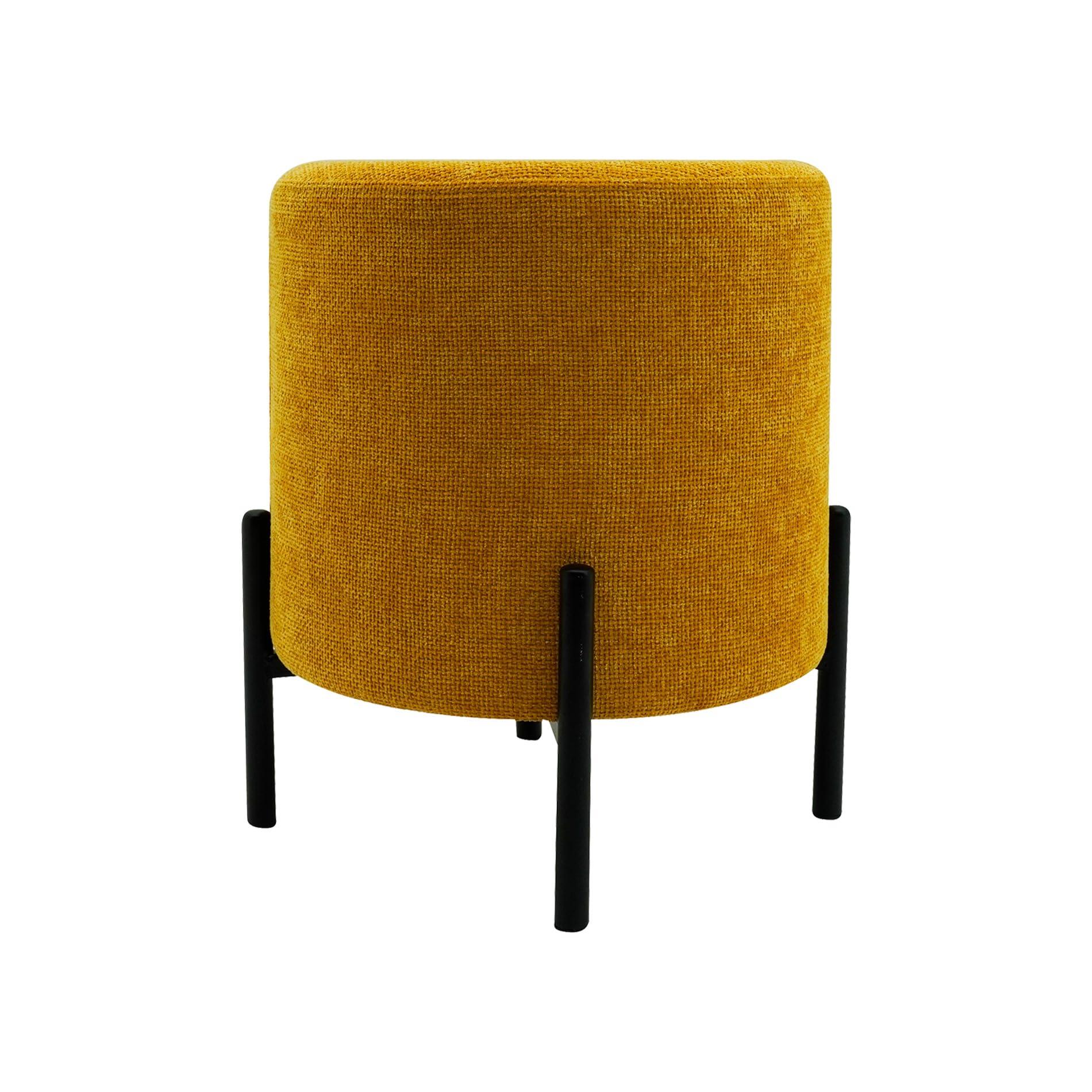 Rebecca Mobili Pouf Sgabello, Ottomano Poggiapiedi, Giallo Senape, Tessuto Poliestere Acciaio, Rotondo, per Salotto - Misure HxLxP: 43,5 x 38 x 38 cm - Art. RE7058