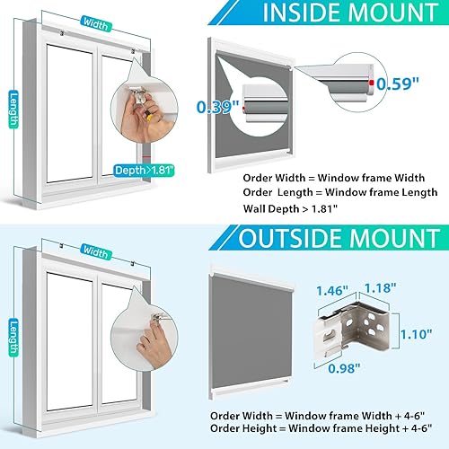 Miniatura 7 de Allesin Persianas enrollables motorizadas con control remoto para ventanas, persiana enrollable inteligente, eléctrica a pilas (gris oscuro, 39