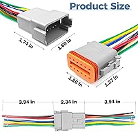 Vista 2 de Kit de 6 cables Deutsch DT de 12 pines gris macho hembra arnés de cableado Deutsch Pigtail 12 vías de cable impermeable conector eléctrico