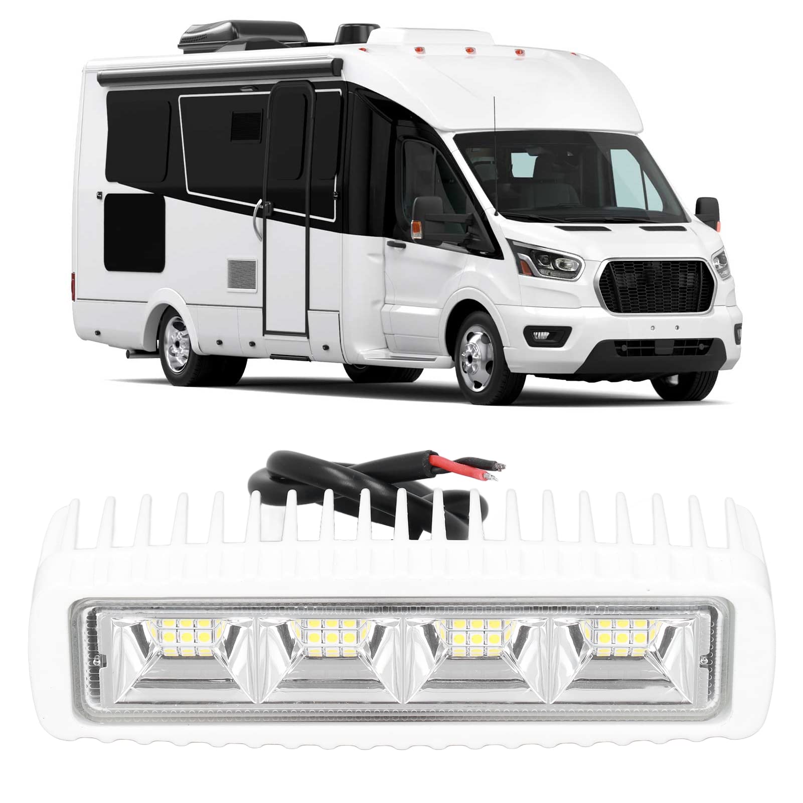 aqxreight Barre Lumineuse LED pour Bateau de 16,3 Cm, ¨¦tanche IP68, 4000 LMS, 6000 K, 12/24 V, 36 W, 120 ¡ã, Projecteur de Pont, Lampe de Remplacement pour Camping-car, Yacht Marin