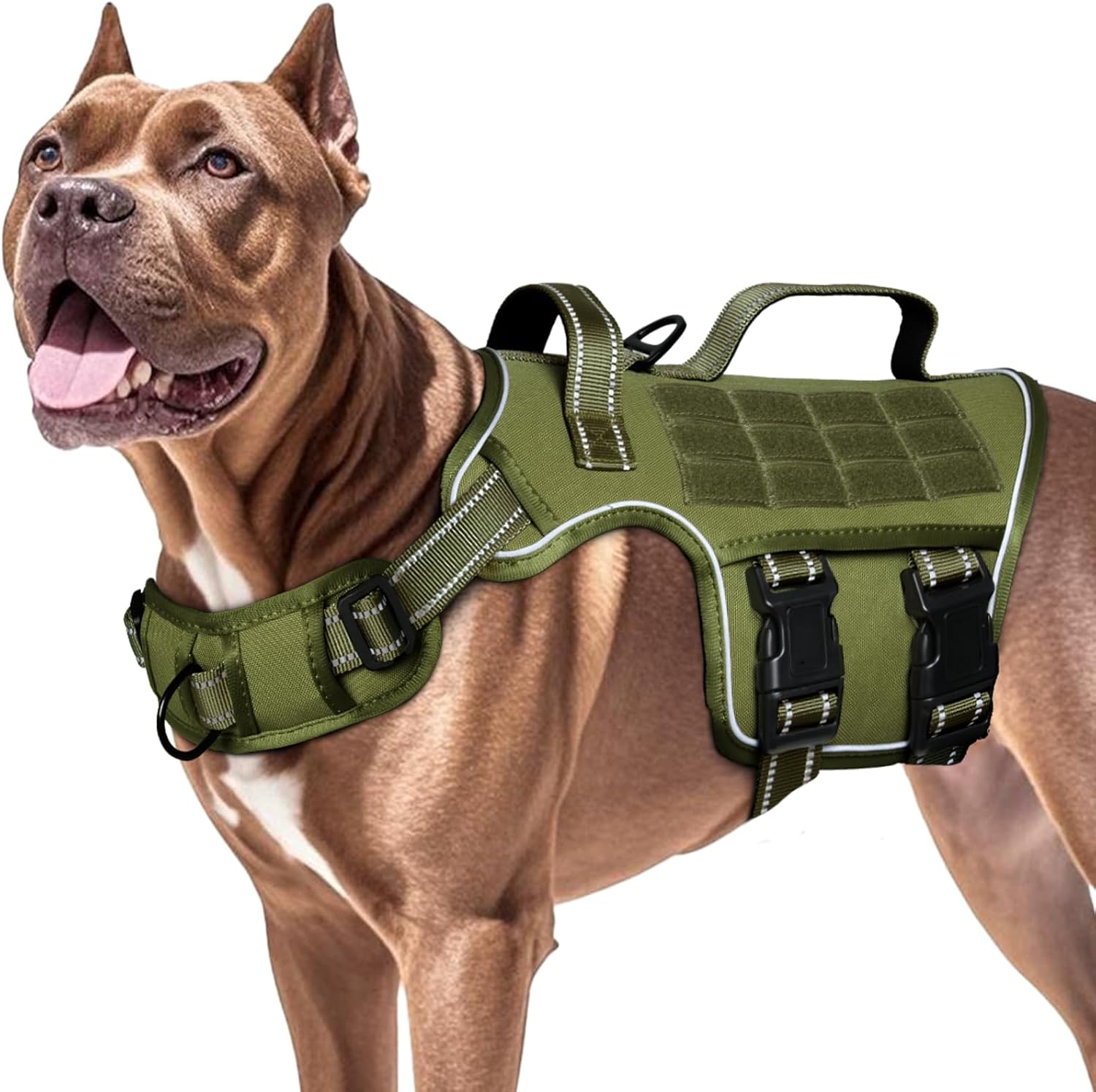 Dog Harness for Large Dogs Heavy Duty, Tactical No Pull Dog Harness with Molle System, Easy On and Off Service Dog Vest, Breathable Padded, Adjustable Reflective Pet Vest for Walking Hiking Training - Image 8