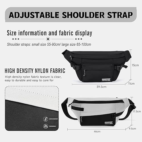 Miniatura 6 de Riñoneras para hombres y mujeres, bolsa de cintura cruzada delgada, bolsa antirrobo para viajar y entrenar (Negro-02, S)