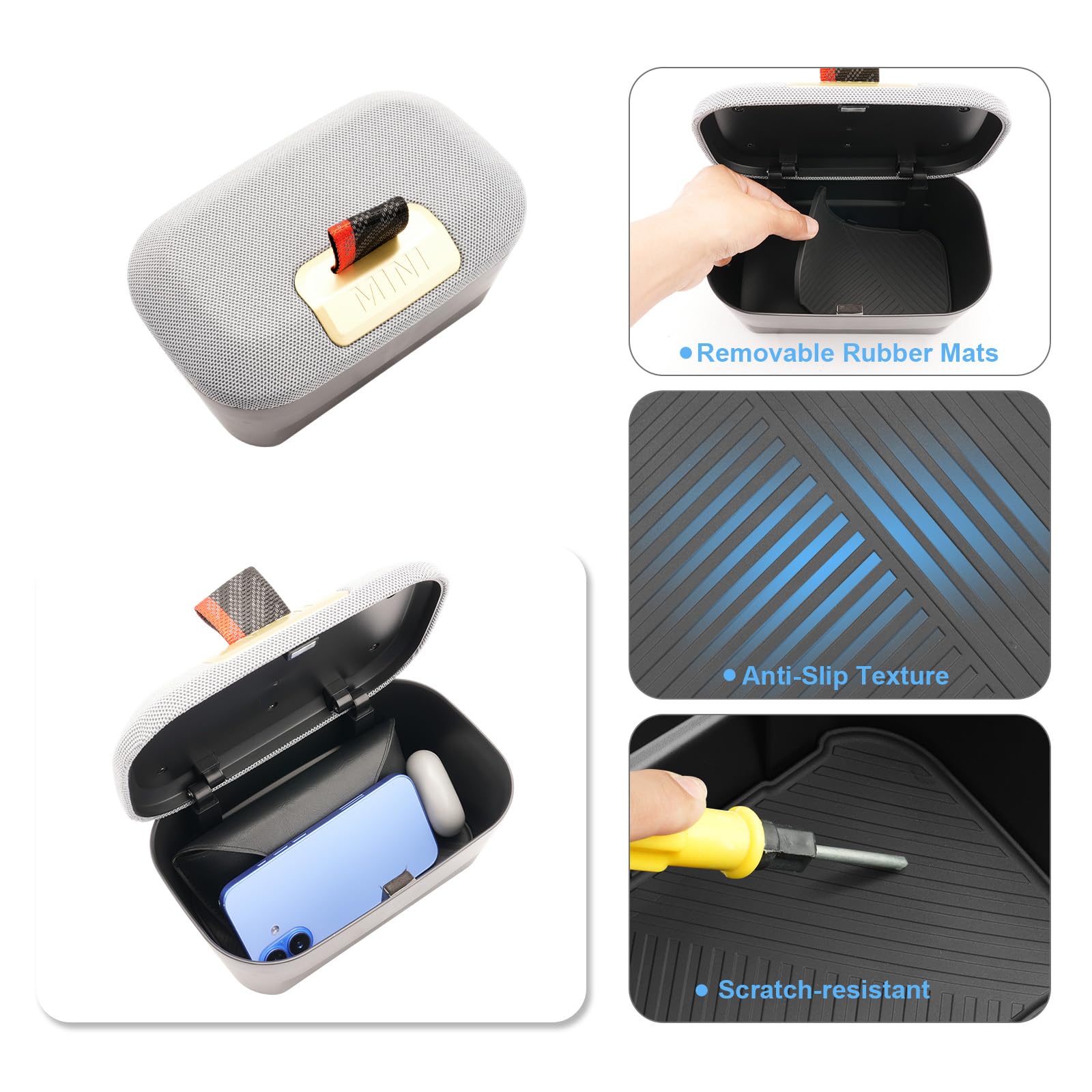 Caja de almacenamiento para consola central compatible con Mini Cooper F65 F66 2024 2025 2026, F65 F66 reposabrazos central, guantera, accesorios Mini Cooper organizador de reposabrazos