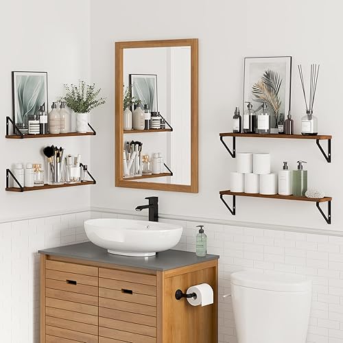 Miniatura 5 de Wallniture Ponza - Estantes flotantes para pared, estantes de pared de madera rústica de 24 pulgadas para decoración de dormitorio, estante de