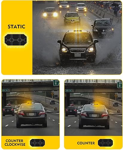 Miniatura 6 de LUMENIX Barra de luces estroboscópicas LED en la azotea con controlador magnético de advertencia de tráfico de emergencia, luz intermitente para