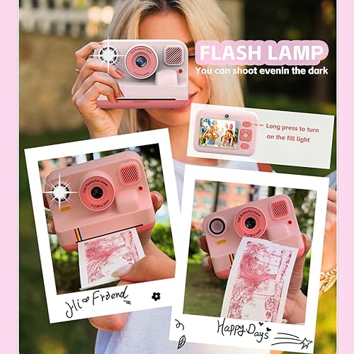 Miniatura 3 de Cámara de impresión instantánea para niños, regalos de cumpleaños de Navidad para niñas y niños, cámaras de impresión digital instantánea HD 1080P