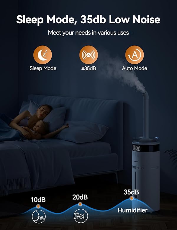 VAGKRI 18L Humidifier Large Room, for 2000 sq ft whole house humidifiers, 5 Mist Levels, 24H Timer, Auto Mode, Top Fill With 2 Extended Tube Quiet Cool Mist Humidifiers for Bedroom Home Baby Plant by VAGKRI - Image 6