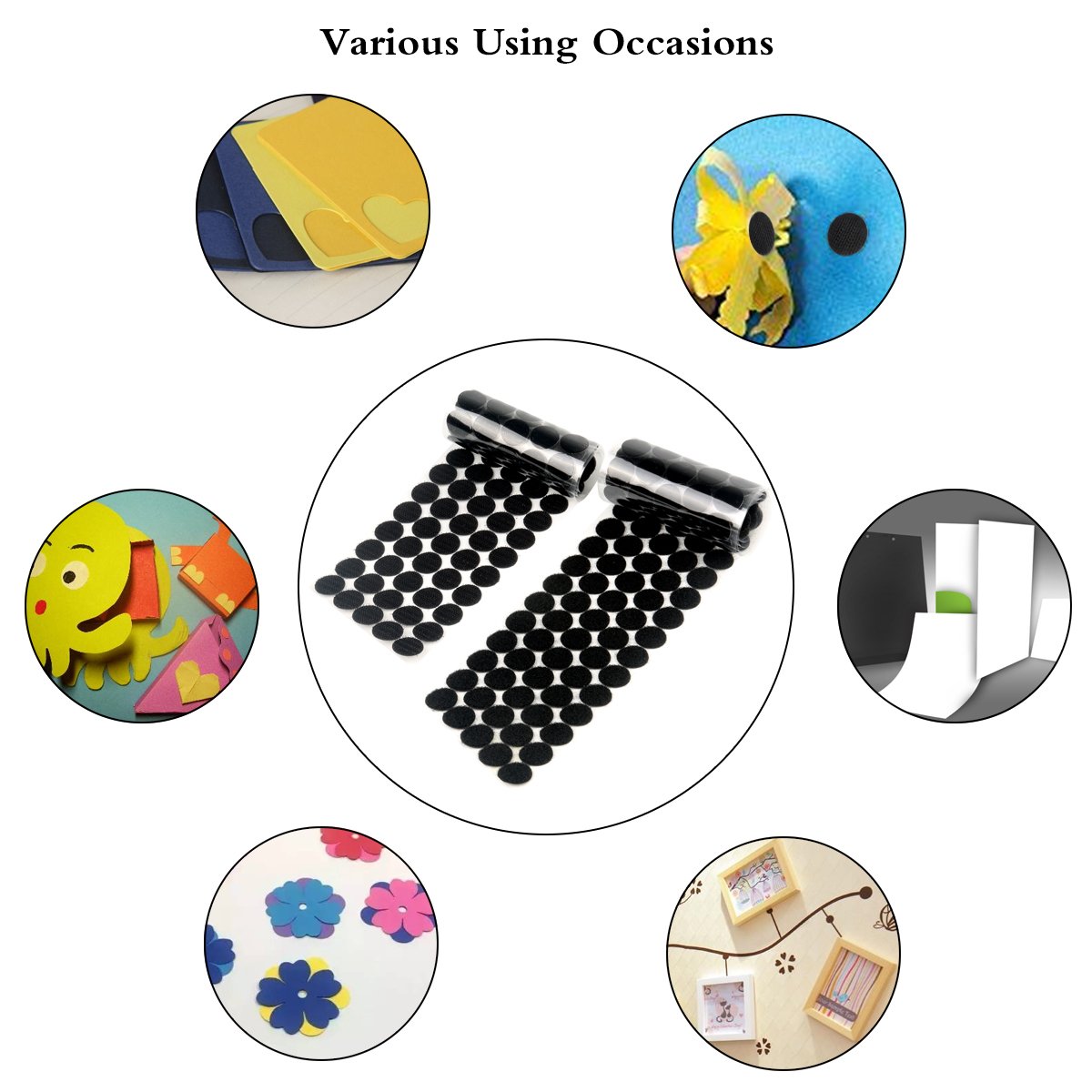 diámetro base adhesiva 20 mm DIY Magic nailon monedas de gancho y bucle tiras con resistente al agua Pegamento cierre autoadhesivo – Dots Ronda Pads de vinilo