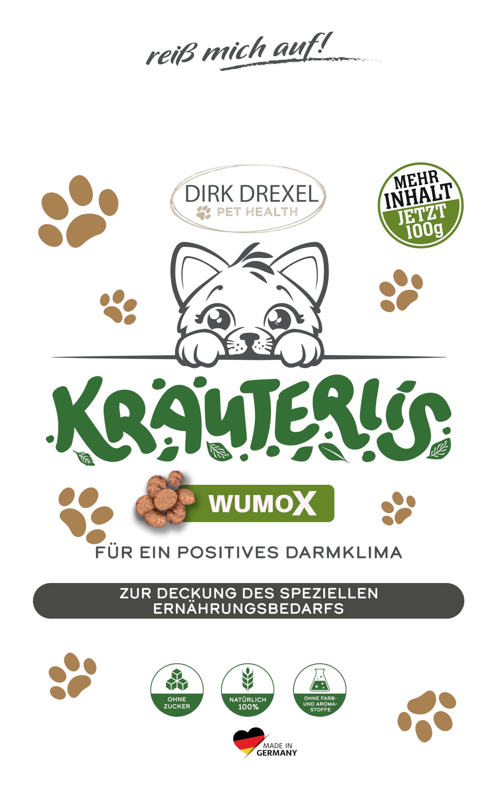 WumoX Herblis para Gatos | Trata con extractos de Hierbas | nutrición Natural para Fortalecer el Medio intestinal | con vermut Real | Alternativa Natural