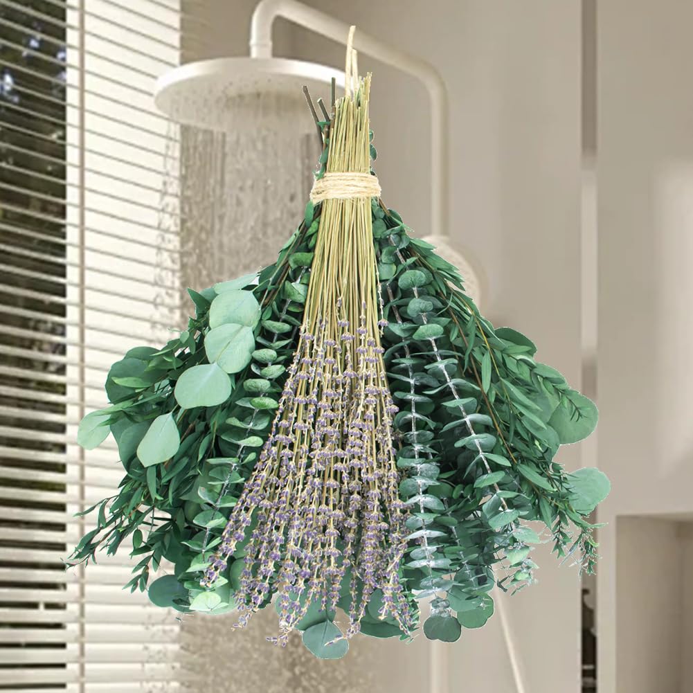 DTXMOH Shower Plant, 67 Stems Dried Eucalyptus and Lavender Bundle for Shower Hanging, Bathroom & Home Décor