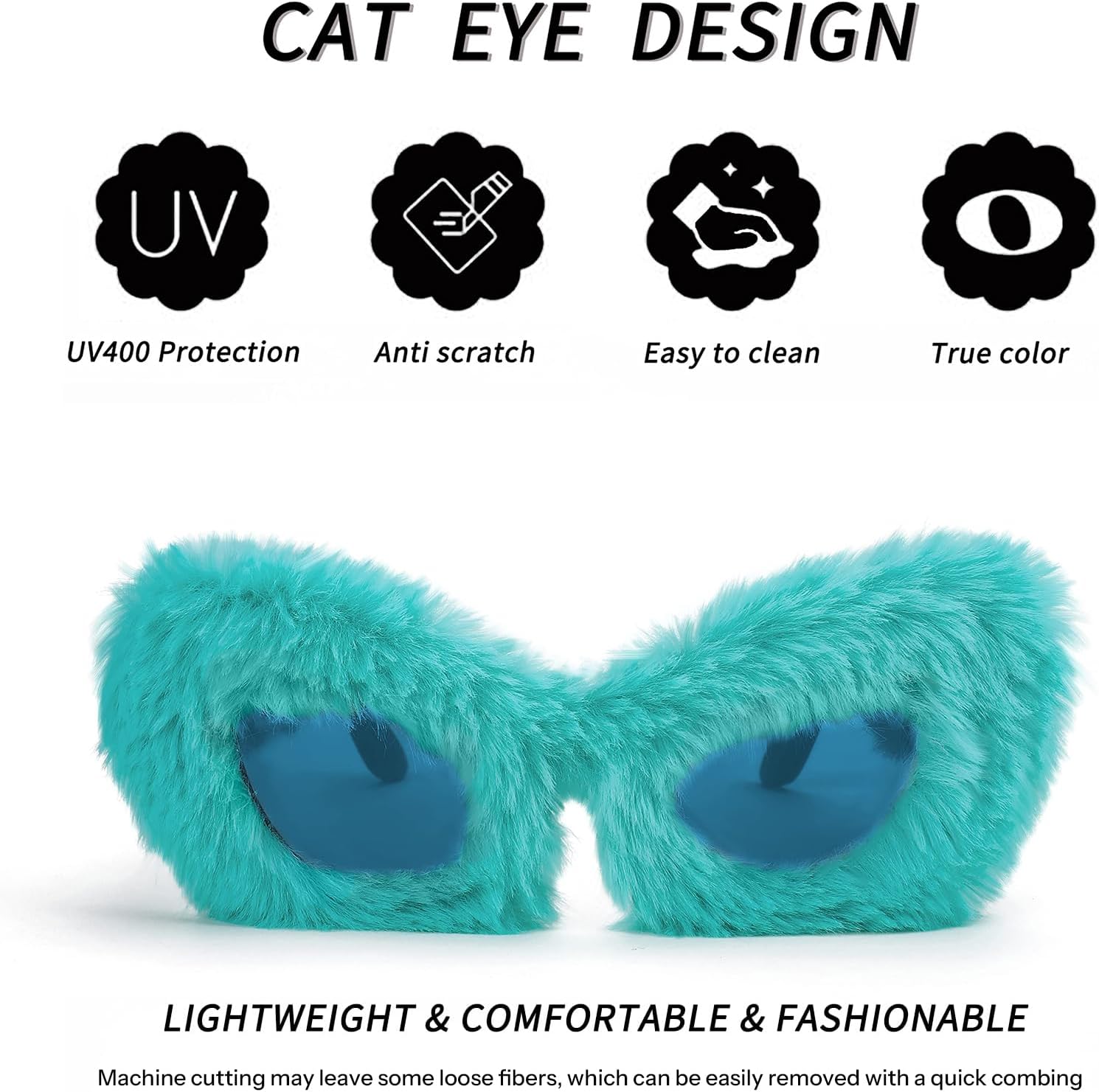 FEISEDY Women Plush Fuzzy Cat Eye Sunglasses Punk Soft Velvet Shades Ladies Handmade Party Masquerade Eyewear B2877 - Image 5