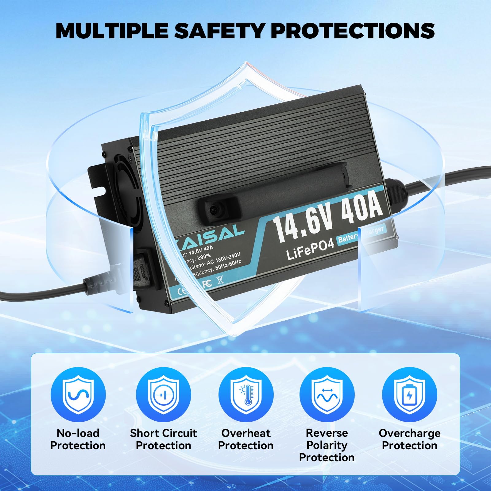 KAISAL 12V 20A LiFePO4 Ladegerät, 14.6V Lithium Batterie Ladegerät für