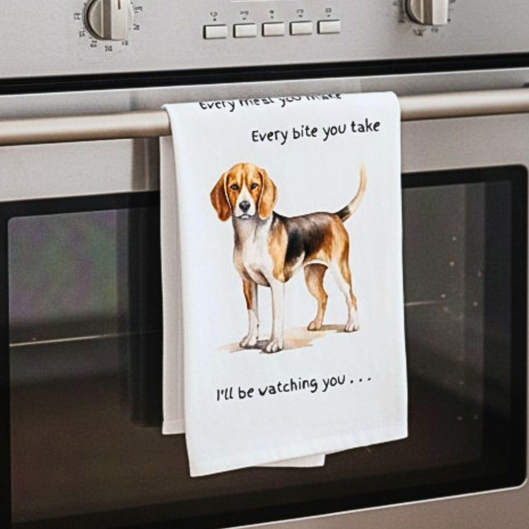 Animal Crackers Beagle Dog Tea Towel - Cotton - White