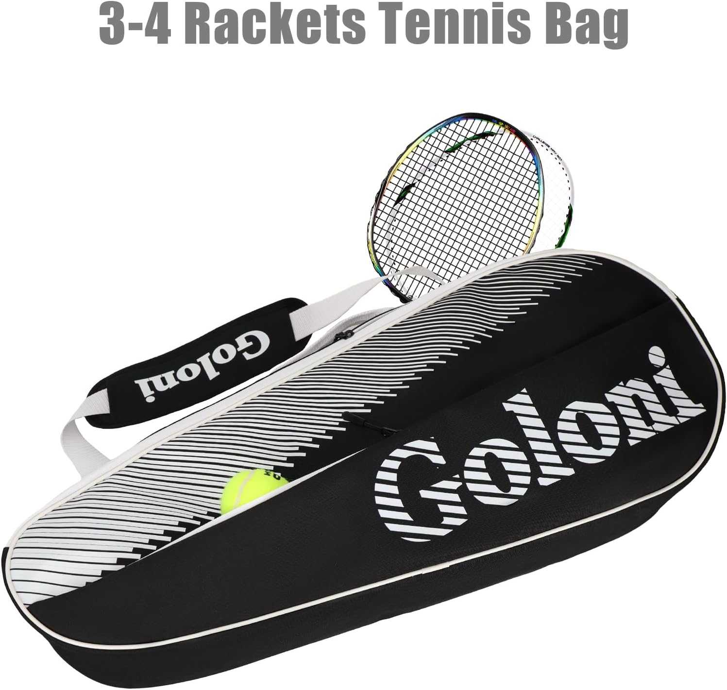 Goloni | 3 Racquet Tennis Bag, for Professional or Beginner Tennis Players, Rackets Cover Bag with Protective Pad & Lightweight | Unisex Design for Men, Women, Youth and Adults