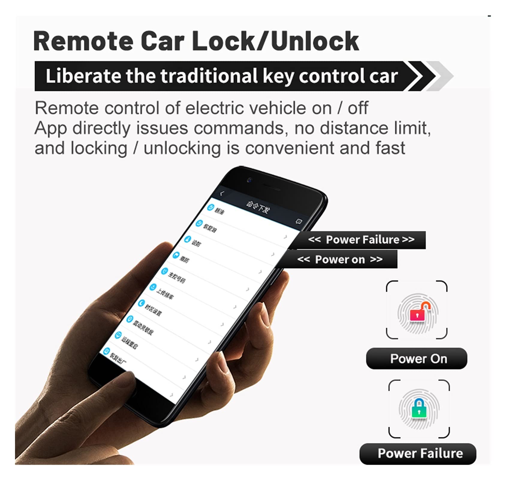 GPS Indication Motocicletta elettrica. GPS Tracker Inizia la Posizione di Arresto SMS Allarme Spegnimento remoto off off Traccia Il Dispositivo antifurto Dispositivo antifurto Gratuito App.