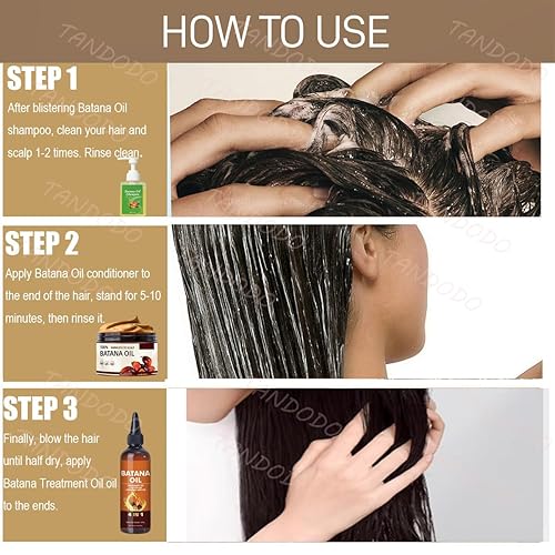 Miniatura 4 de Juego de aceite de batana para el crecimiento del cabello champú, acondicionador profundo y aceite para el cabello - Anti-pérdida de cabello para