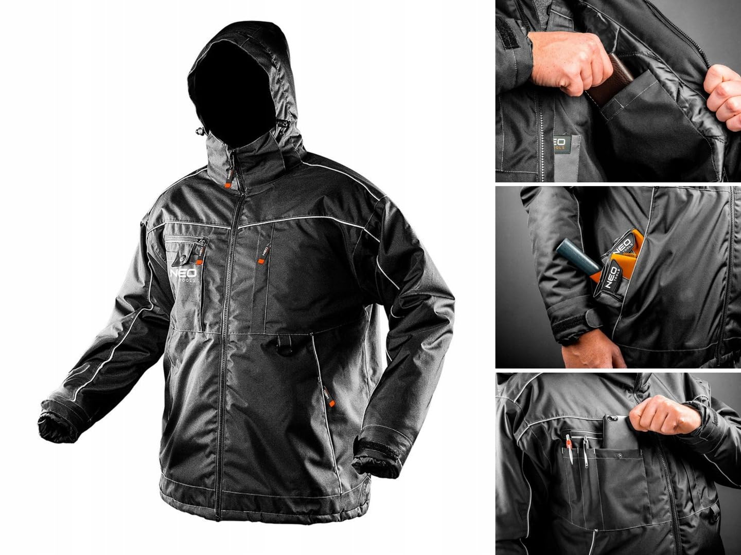 NEO TOOLS Thermo Männer Winter Arbeitshose oder Set mit Winter Arbeitsjacke | Gr. S(48) - 3XL(58), Robuste, Warme, Wasserdichte, Winddichte aus Verstärktem Oxford-Gewebe