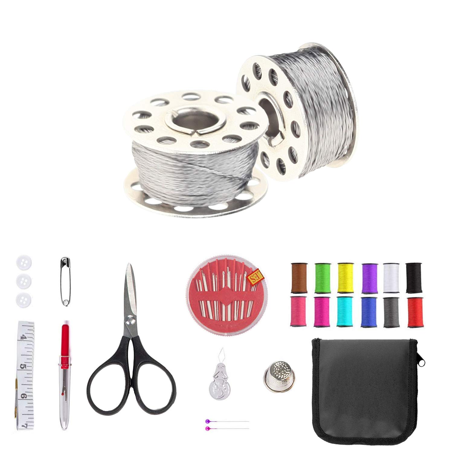 Makeronics Conductive Thread 2 Bobbins 65ft/20m | 30 Ω/m | 3 ply Smooth Sewable for Arduino Lilypad with Sewing KIT and Needle Threader