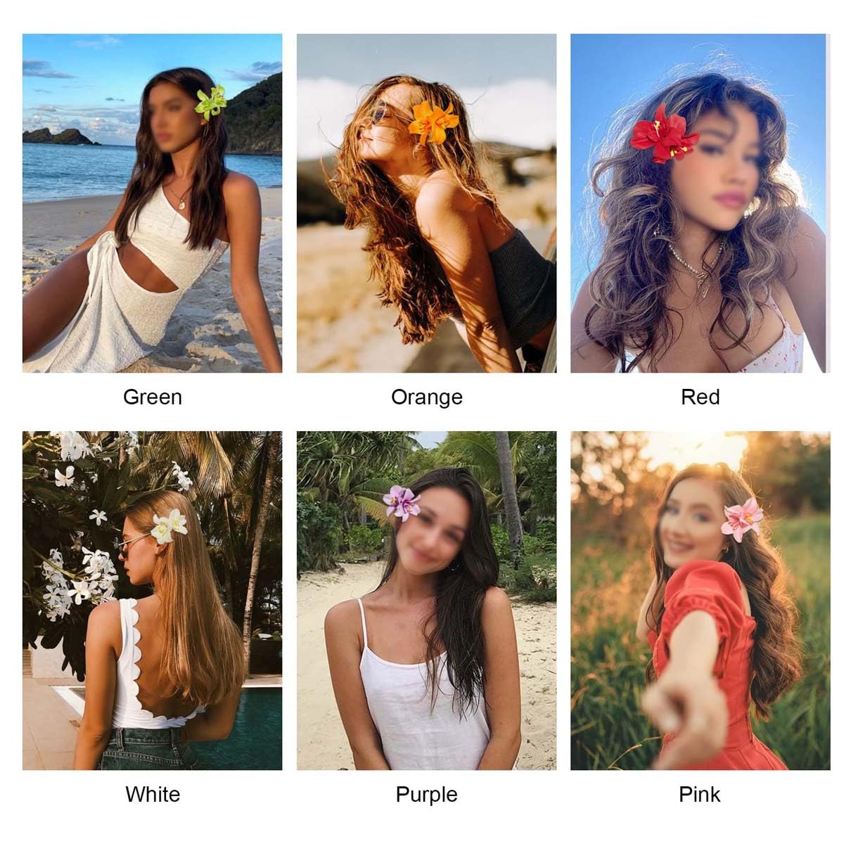 6 Colors Bohemian Artificial Flower Hairpin,Flower Hair clip Hawaiian Hairpin for Seaside Holiday,Bridal Hair Bobby Pins Headwear for Women Girls(Twin Flowers) - Image 4