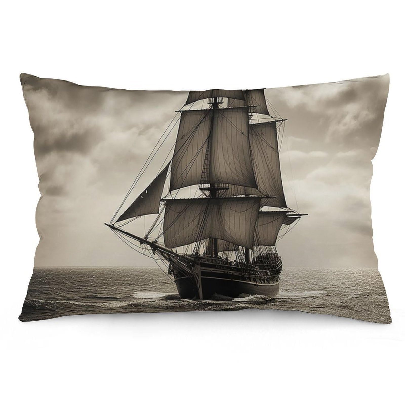 Velvet Pillowcases Standard Size 12 "x20, Ultra Soft Breathable Pillow Cases for Bed, Luxury Cozy Fuzzy Pillow Shams, Lumbar Pillow Cover, Nautical Sailing Pirate Theme Cushion Case Home Decor