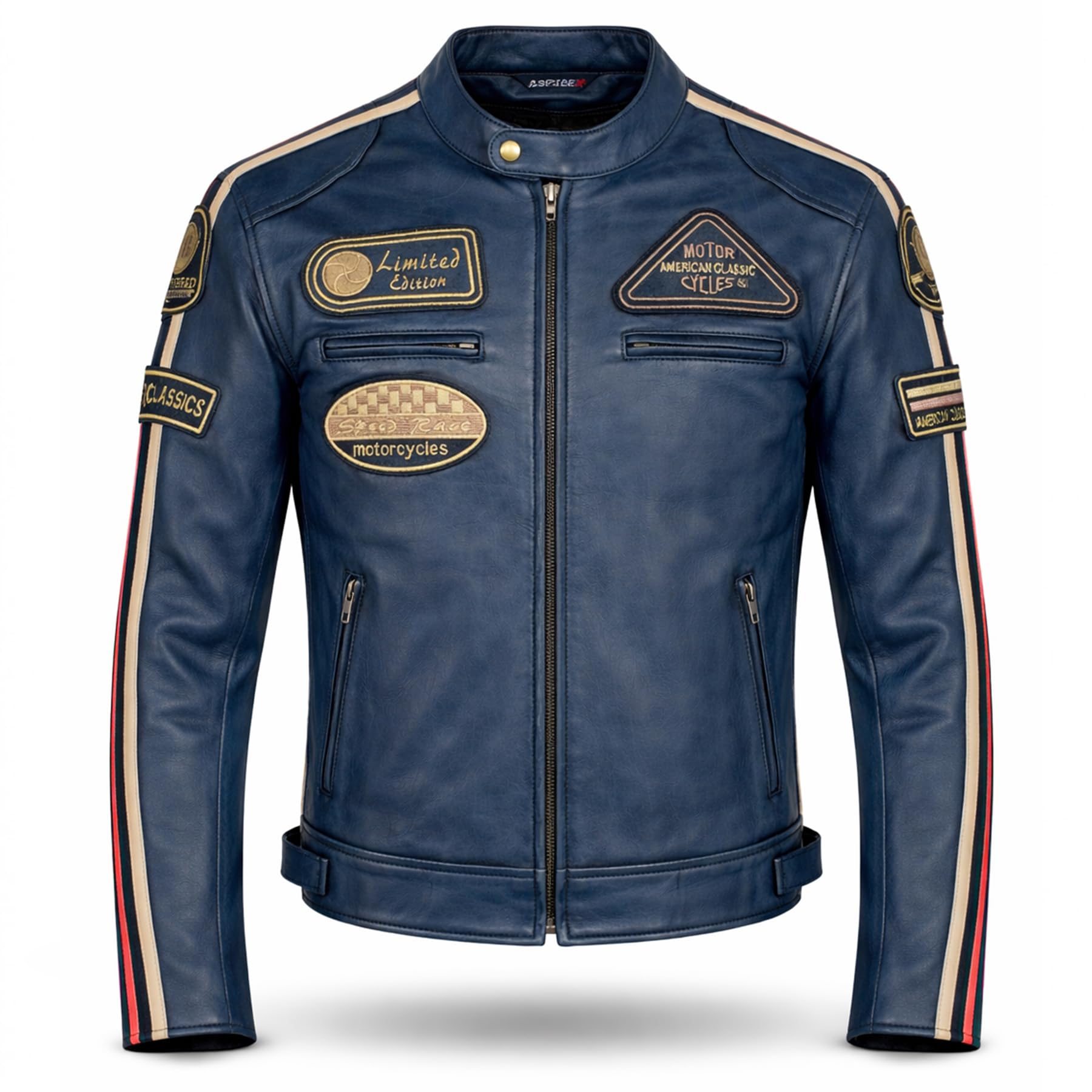 Aspirdex - Chaqueta de piel para hombre, estilo vintage Custom & Café Race, estilo Harley