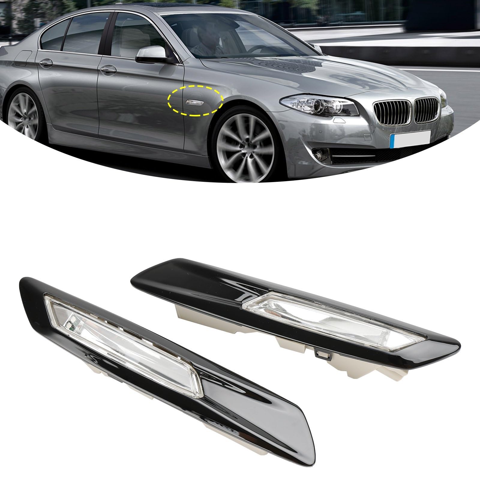 Dynamic Amber LED Side Marker Lights Turn Signal Lamp Blinker For BMW 1