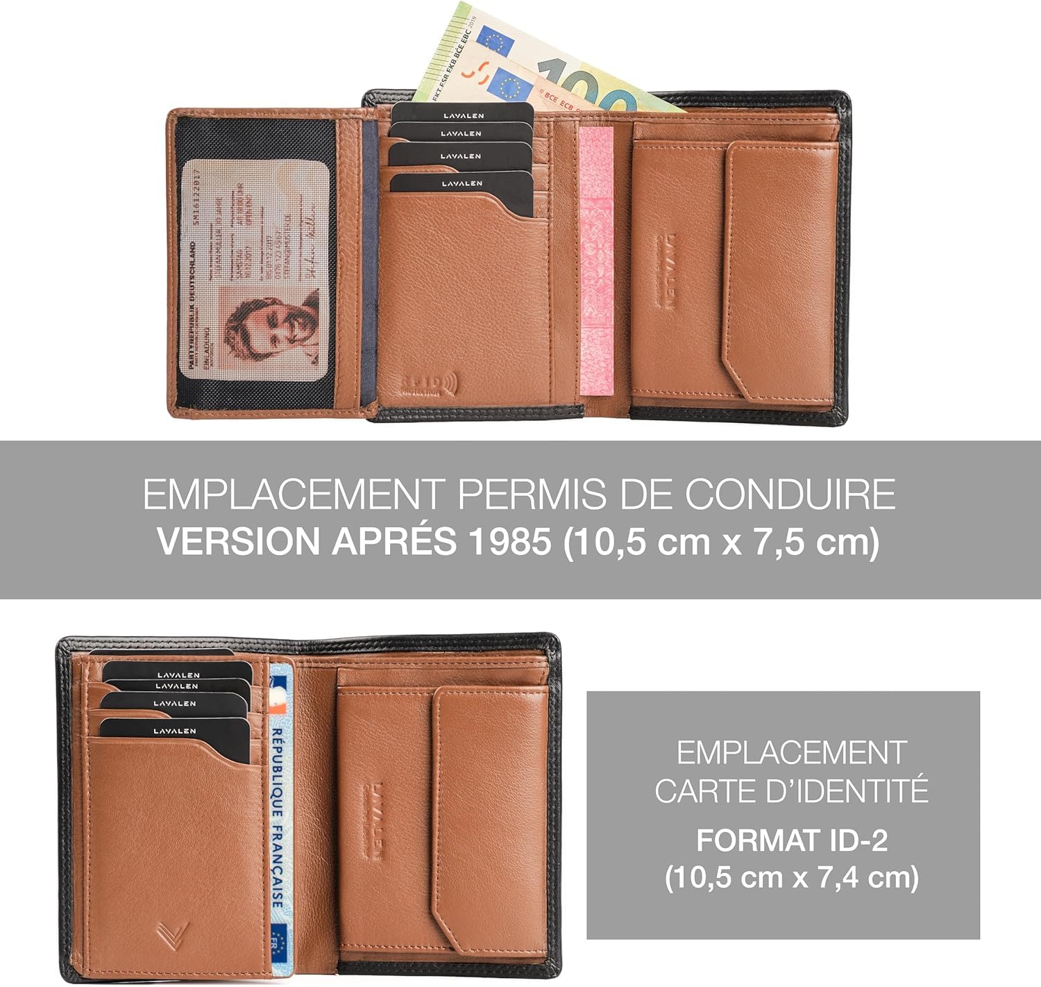 Portefeuille Homme Cuir Veritable - Portefeuilles et Porte-Cartes - Porte Carte avec RFID - Porte Monnaie Homme Cuir Grande Capacite - Portecarte Bancaire Verticale - Idee Cadeau Original.