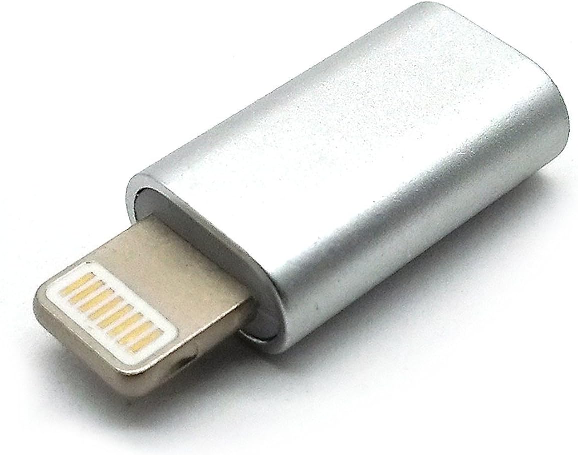 Micro USB to 8 Pin Lighting Metal Charger Adapter Converter USB Connector Charging and Data Transfer for iPhone 5 5S 5C 6 6S 7S Plus SE iPad I6-Color May Vary