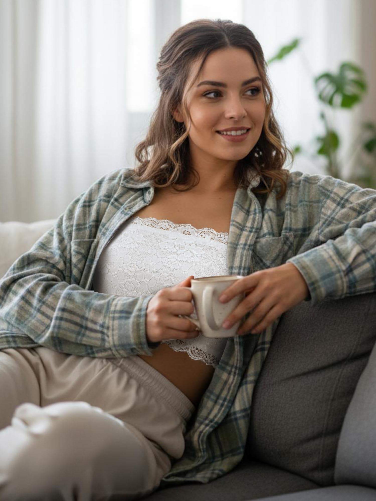 Geyoga 6 Stück Blumen Spitze Bandeau BHS Dehnbare Trägerlose Spitze Bralette Nahtlose Schlauch BHS für Damen Mädchen