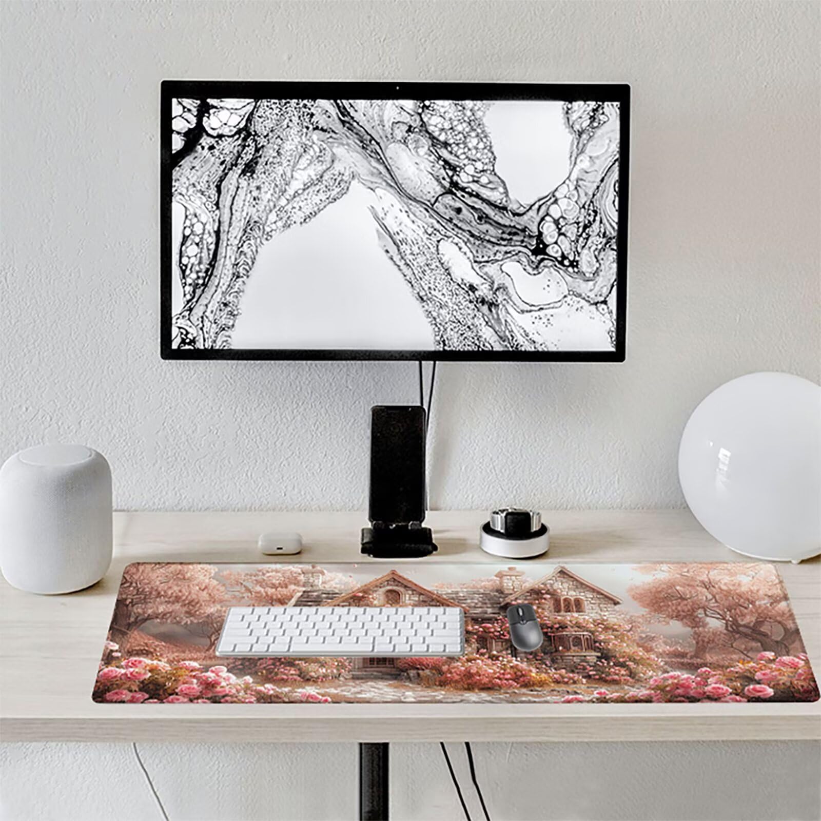 Casas Alfombrilla Ratón Gaming XXL 1500x800 mm, Alfombrilla Gaming Rosa Mousepad con Base de Goma Antideslizante, Impermeable Desk Mat para Teclado y Raton, Accesorios Gaming, Regalos de Hombre W-K