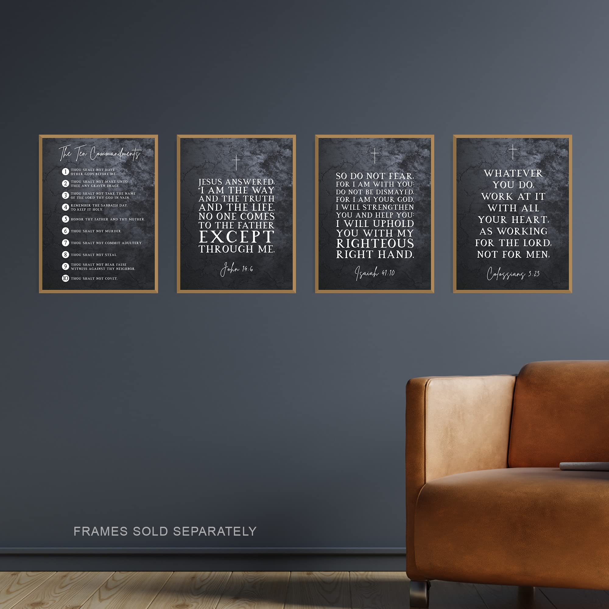 Artery8 Christian Bible Verses The Ten Commandments Unframed Poster Art Print Mixed Pack of 4 A4, A4 Mixed Pack 5, 11.69 x 8.27 inches - Image 2